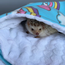Load image into Gallery viewer, Pastel rainbows fleece and bubble fleece handling blankets for small pets.