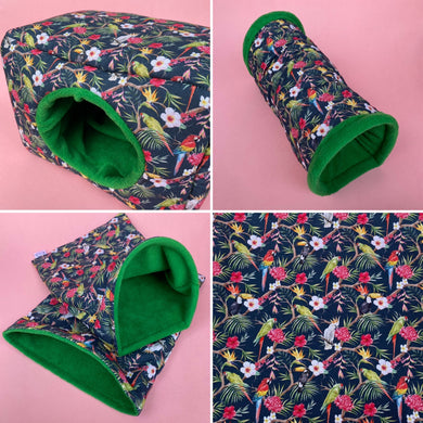 LARGE Tropical Jungle full cage set. Large cosy house, snuggle sack, tunnel set for hedgehog or guinea pigs.