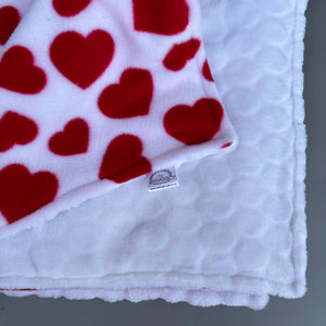 Love hearts and white bubble  fleece handling blankets for small pets.