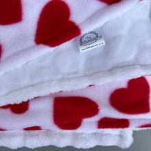 Load image into Gallery viewer, Love hearts and white bubble  fleece handling blankets for small pets.