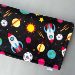 Custom size space fleece cage liners made to measure - Space rocket and planets
