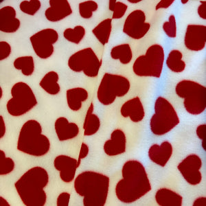 Custom size love hearts fleece cage liners made to measure - Red hearts on white