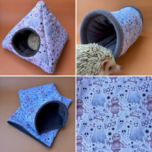 Load image into Gallery viewer, Halloween mummy and ghosts full cage set. Tent house, snuggle sack, tunnel cage set for hedgehog or small pet.