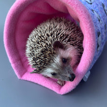 Load image into Gallery viewer, Happy Quills hedgehog padded fleece tunnel. Tube. Padded tunnel for hedgehogs and small pets. Small pet cosy tunnel.