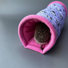 Load image into Gallery viewer, Happy Quills hedgehog padded fleece tunnel. Tube. Padded tunnel for hedgehogs and small pets. Small pet cosy tunnel.