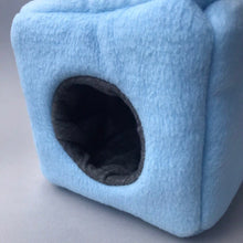 Load image into Gallery viewer, Fleece cosy cube house. Hedgehog and guinea pig bed. Fleece lined.