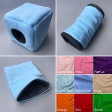 Load image into Gallery viewer, Fleece full cage set. Cube house, snuggle sack, tunnel cage set.