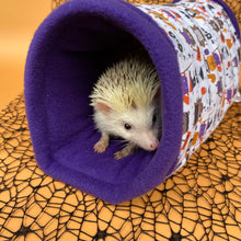 Load image into Gallery viewer, Halloween animals mini set. Tunnel, snuggle sack and toys. Fleece bedding.