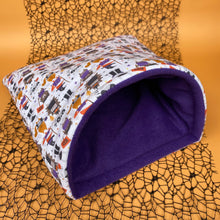 Load image into Gallery viewer, LARGE Halloween animals cosy snuggle cave. Padded stay open snuggle sack.