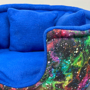 LARGE nebula cuddle cup. Pet sofa. Guinea pig bed. Pet beds. Fleece bed. Fleece sofa.
