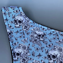 Load image into Gallery viewer, Vintage Floral Skulls bonding scarf for hedgehogs and small pets. Bonding pouch.