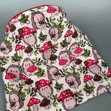 Load image into Gallery viewer, LARGE Cream Hedgehogs with Mushroom Hats snuggle sack. Snuggle pouch/sleeping bag for hedgehogs, guinea pig and other small animals.