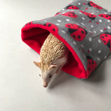 Load image into Gallery viewer, Ladybird snuggle sack. Small animal sleeping bag. Fleece lined. Double fleece sleeping bag