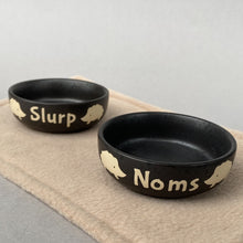Load image into Gallery viewer, Ceramic hedgehog food and water bowls. Noms and slurp bowls.