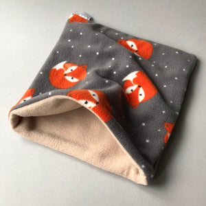 LARGE Foxy bath sack set. Fleece post bath drying pouch for small animals.