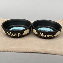 Load image into Gallery viewer, Ceramic hedgehog food and water bowls. Noms and slurp bowls.