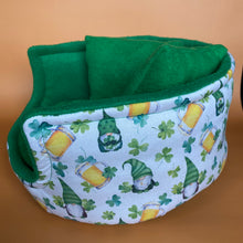 Load image into Gallery viewer, LARGE Irish gnome cuddle cup. Pet sofa. Guinea pig bed. Pet beds. Fleece bed.