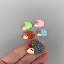 Load image into Gallery viewer, Set of five hedgehog magnets. Cute animal magnets, small fridge magnets.