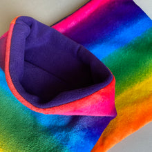 Load image into Gallery viewer, LARGE cuddle soft rainbow snuggle sack. Sleeping bag for hedgehogs and guinea pigs