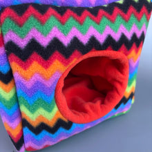 Load image into Gallery viewer, Zig Zag cosy cube house. Padded fleece lined hedgehog house.