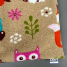 Load image into Gallery viewer, Woodland animals snuggle sack and bath sack set. Cuddle pouch. Towel. Fleece bath set.