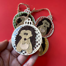 Load image into Gallery viewer, Hedgehog Christmas tree decorations. Single or set of four Christmas tree decorations.