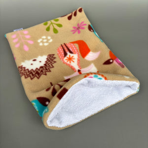Woodland animals snuggle sack and bath sack set. Cuddle pouch. Towel. Fleece bath set.