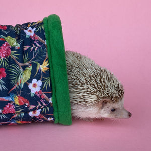 Tropical Jungle bunker. Hedgehog and guinea pig bed. Padded fleece lined house.