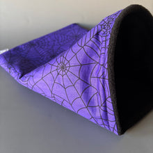 Load image into Gallery viewer, Halloween spiderweb snuggle sack. Sleeping bag for hedgehogs