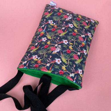 Tropical Jungle padded bonding bag, carry bag for hedgehog. Fleece lined pet tote. Pet travel bag.