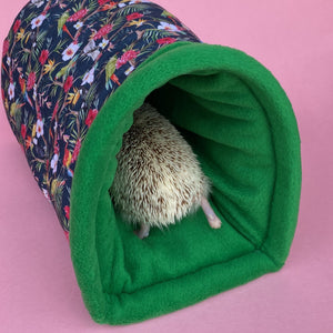 Tropical Jungle bunker. Hedgehog and guinea pig bed. Padded fleece lined house.