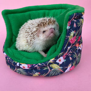 Tropical Jungle cuddle cup. Pet sofa. Hedgehog and small guinea pig bed. Small pet beds. Fleece sofa bed.