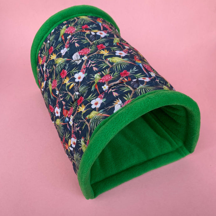 LARGE Tropical Jungle guinea pigs stay open tunnel. Padded fleece tunnel. Padded tunnel for guinea pigs.