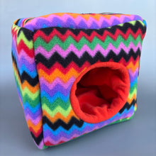 Load image into Gallery viewer, Zig Zag cosy cube house. Padded fleece lined hedgehog house.