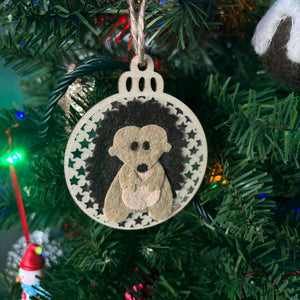 Hedgehog Christmas tree decorations. Single or set of four Christmas tree decorations.