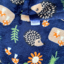 Load image into Gallery viewer, Navy hedgehogs cuddle fleece handling blankets for small pets. Fleece lap blankets.