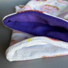 Load image into Gallery viewer, Donuts bath sack set. Fleece post bath drying pouch for small animals.