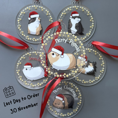 Guinea pig Christmas decoration. Personalised guinea pig Christmas bauble.