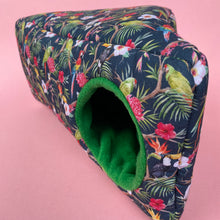 Load image into Gallery viewer, Tropical Jungle corner house. Hedgehog and small pet cube house. Padded fleece lined house.