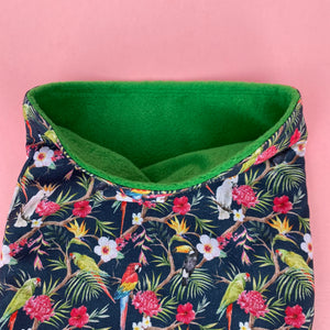 Tropical Jungle snuggle sack, snuggle pouch, sleeping bag for hedgehog and small guinea pigs.