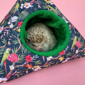 Tropical Jungle tent house. Hedgehog and small animal house. Padded fleece lined house.