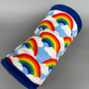 Rainbow stay open tunnel. Padded fleece tunnel. Padded tunnel for hedgehogs, rats and small pets. Small pet cosy tunnel.