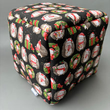 Load image into Gallery viewer, Christmas hedgehogs cosy cube house. Hedgehog and guinea pig cube house. Padded fleece lined house.