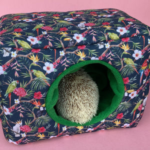 LARGE Tropical Jungle cosy bed. Cosy cube. Cuddle Cube. Snuggle house. Fleece hidey. Padded house for guinea pigs.