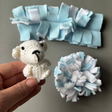 Load image into Gallery viewer, Polar Bear toy bundle. Toys for hedgehogs. Small pet toy. Bell toy. Pet toys.