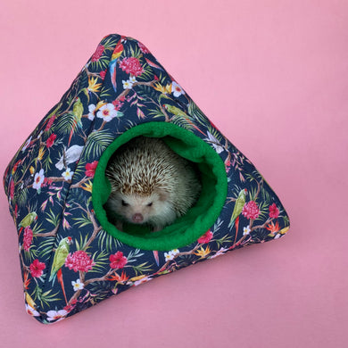 Tropical Jungle tent house. Hedgehog and small animal house. Padded fleece lined house.