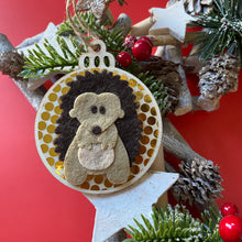 Load image into Gallery viewer, Hedgehog Christmas tree decorations. Single or set of four Christmas tree decorations.