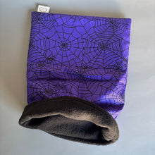 Load image into Gallery viewer, Halloween spiderweb snuggle sack. Sleeping bag for hedgehogs