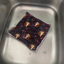 Load image into Gallery viewer, Hedgehog bath cloth. Towel lined pet bath towel. Pet bath towel