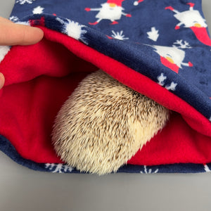 LARGE Christmas cuddle soft snuggle sack. Sleeping bag for hedgehogs, guinea pigs and other small animals. Small pet sleeping bag.
